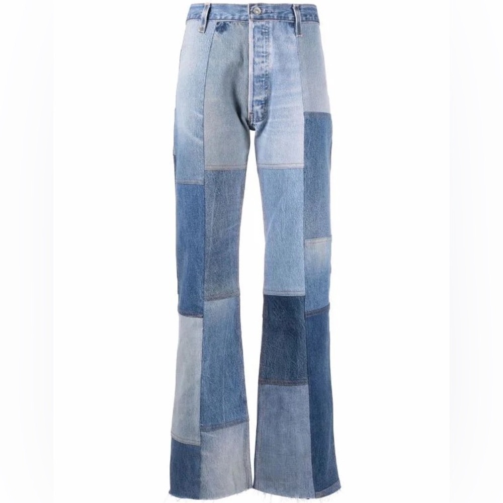 Re/Done High Rise Patchwork Jeans - Blue - Picture 12 of 16